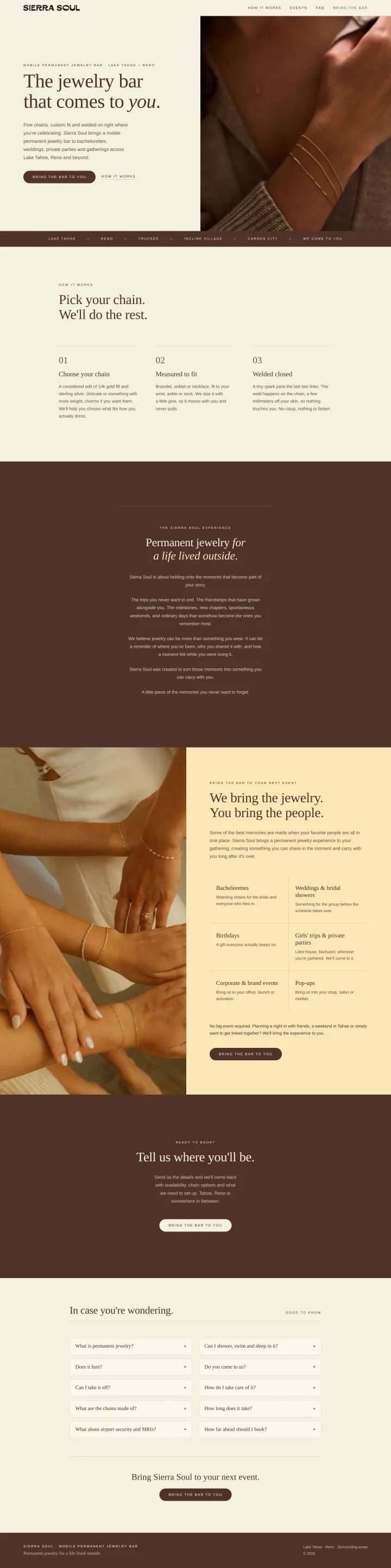 Sierra Soul — full homepage, top to bottom