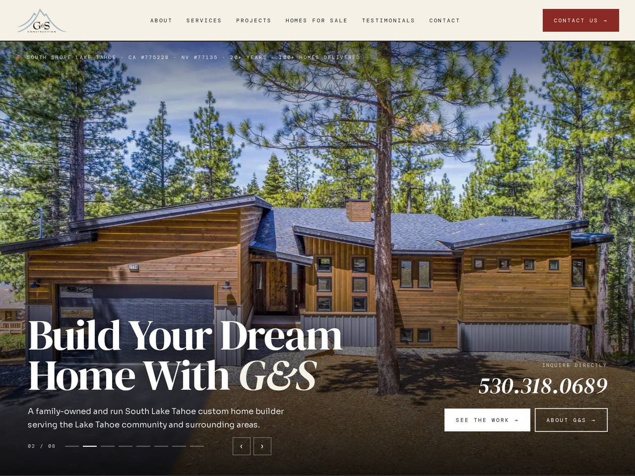 G&S Construction website interface